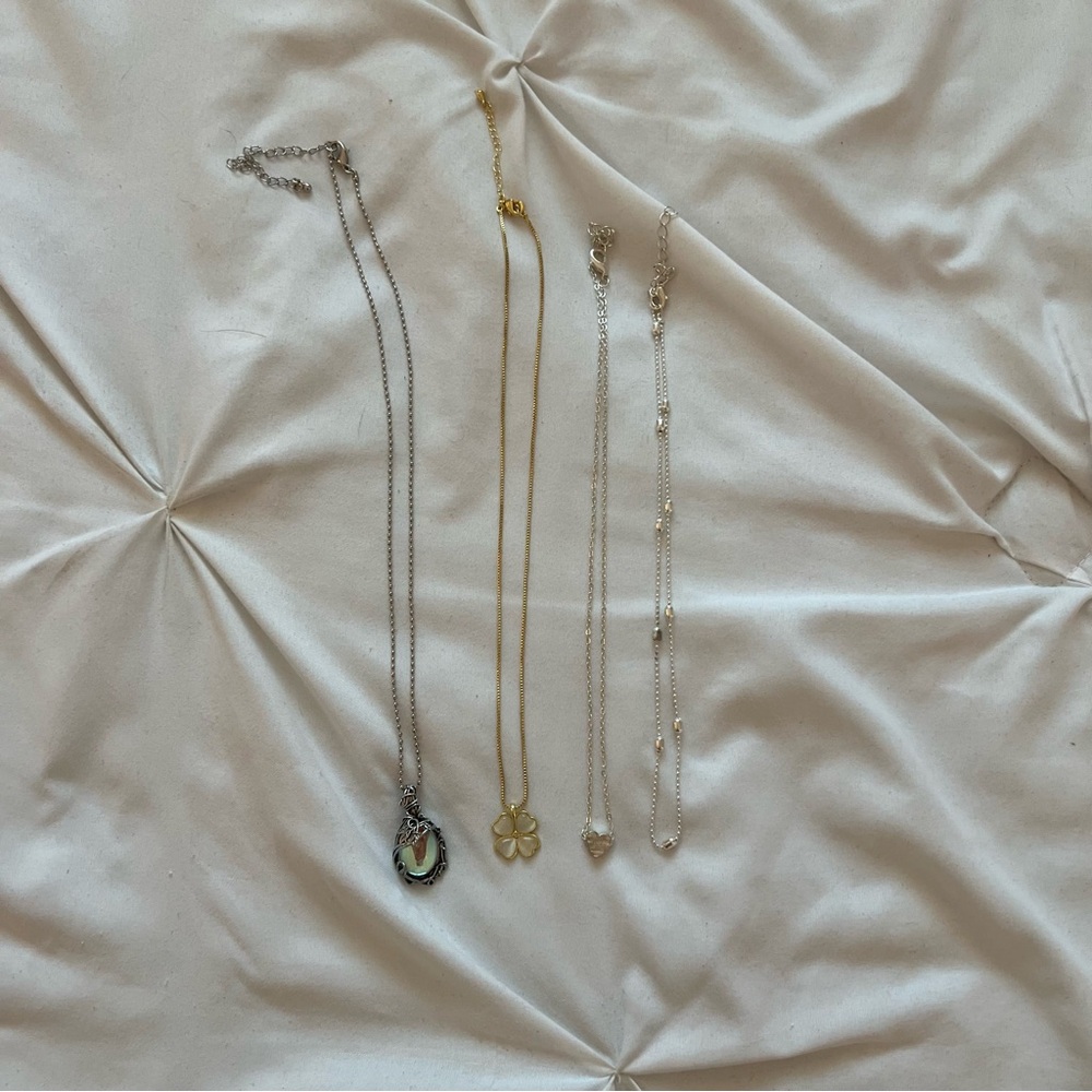 FREE with any purchase! Silver and gold heart, clover, stone necklace bundle